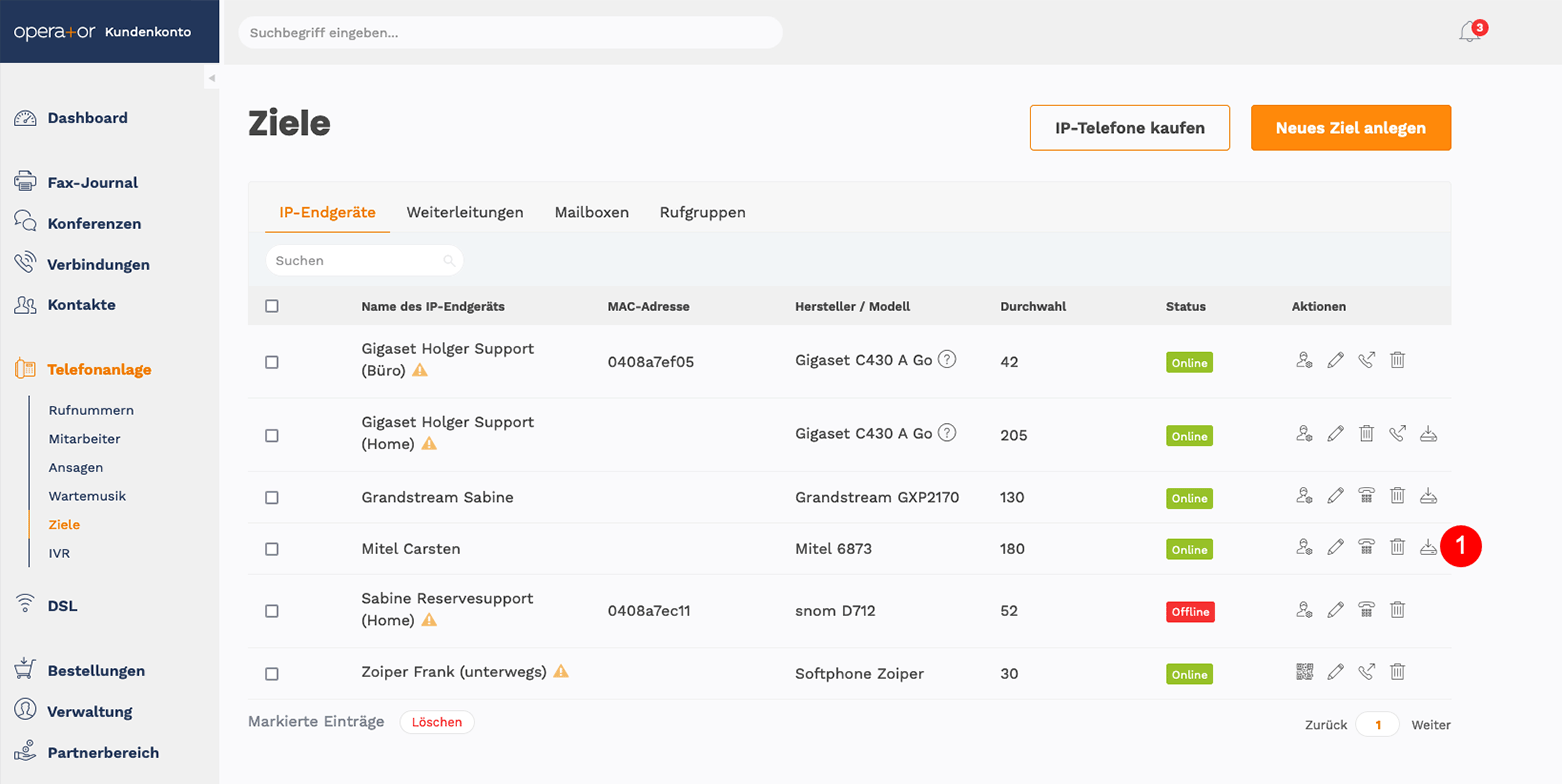 Provisionierungs-URL Mitel 6867i aufrufen
