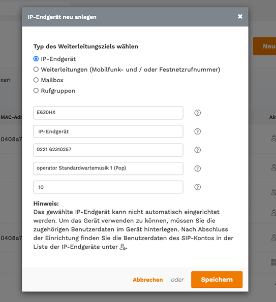 Gigaset E630: Ziel anlegen