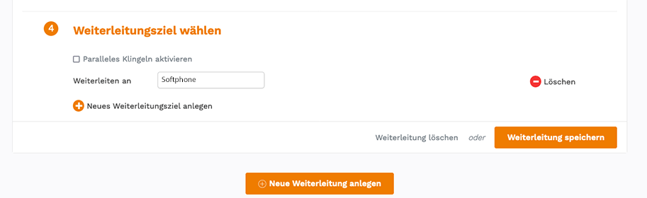 Zoiper als Weiterleitungsziel festlegen