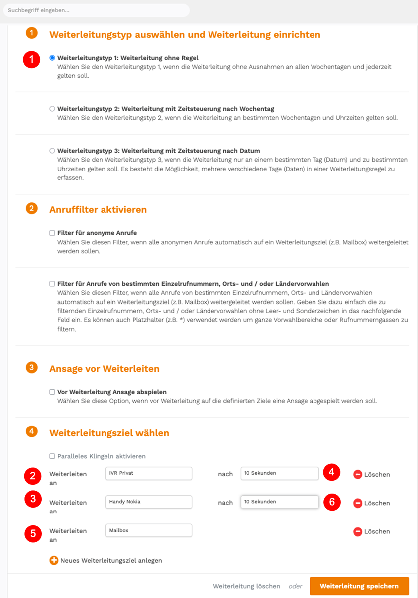 Operator: Fallbeispiel 2 Weiterleitungsregelung