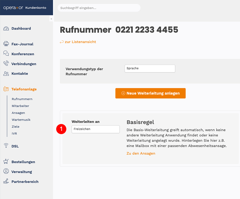 Operator Fallbeispiel 3 Änderung der Basisregel