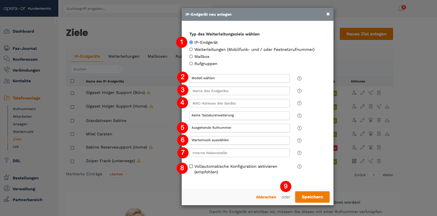 Autoprovisionierbares Telefon anlegen