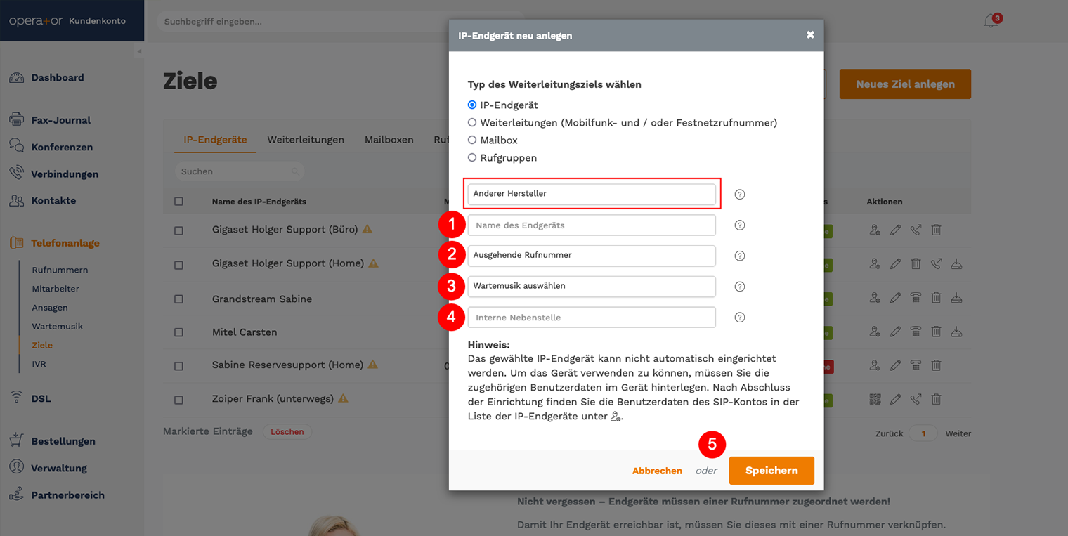 Gerät "Anderer Hersteller" anlegen