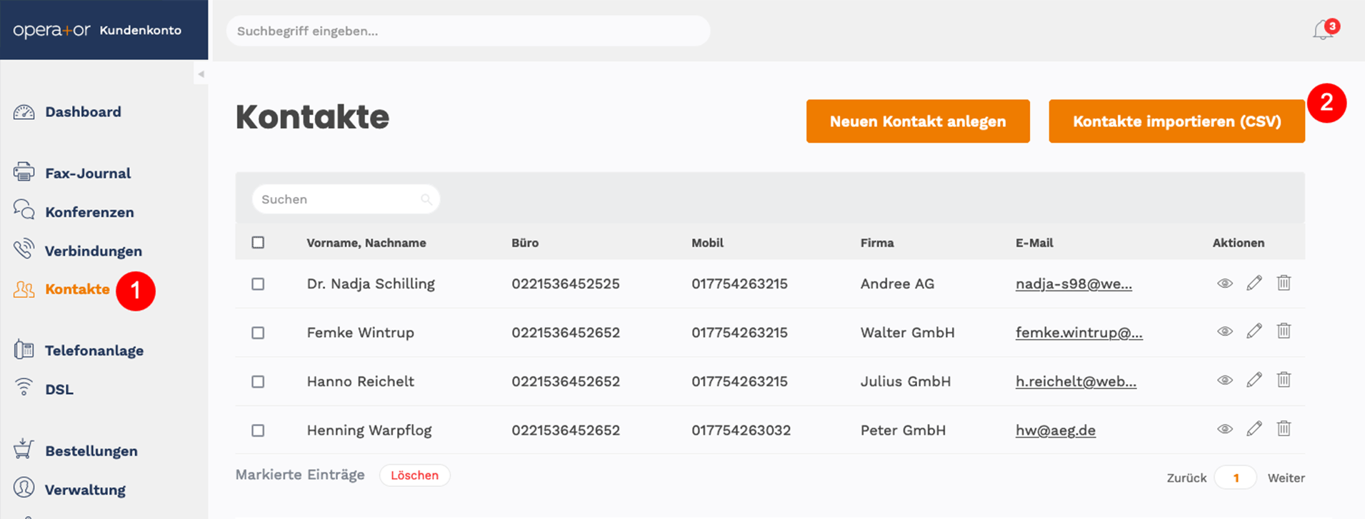 Kontakte per CSV importieren