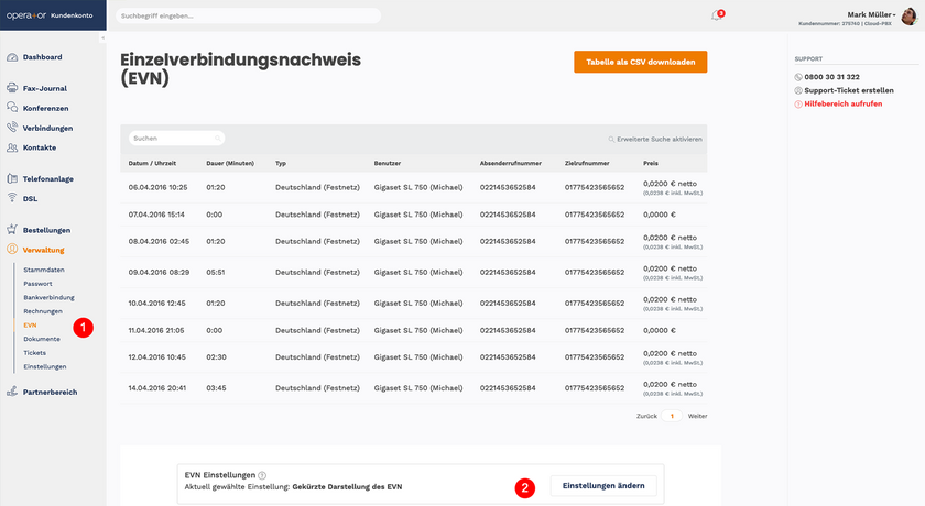 Verwaltung EVN Startseite